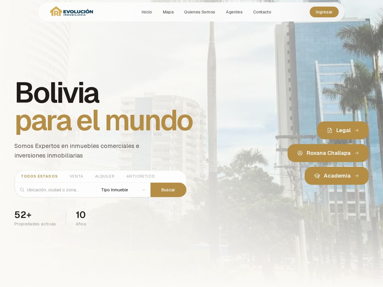 Sitio web de Inmobiliaria Evolución