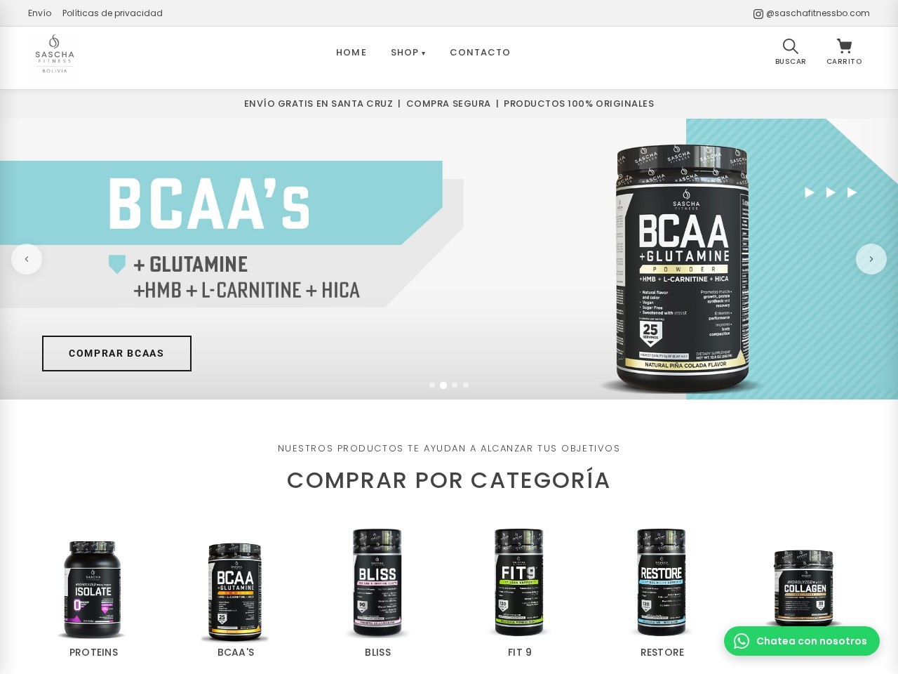 Sitio web de Sascha Fitness Bolivia